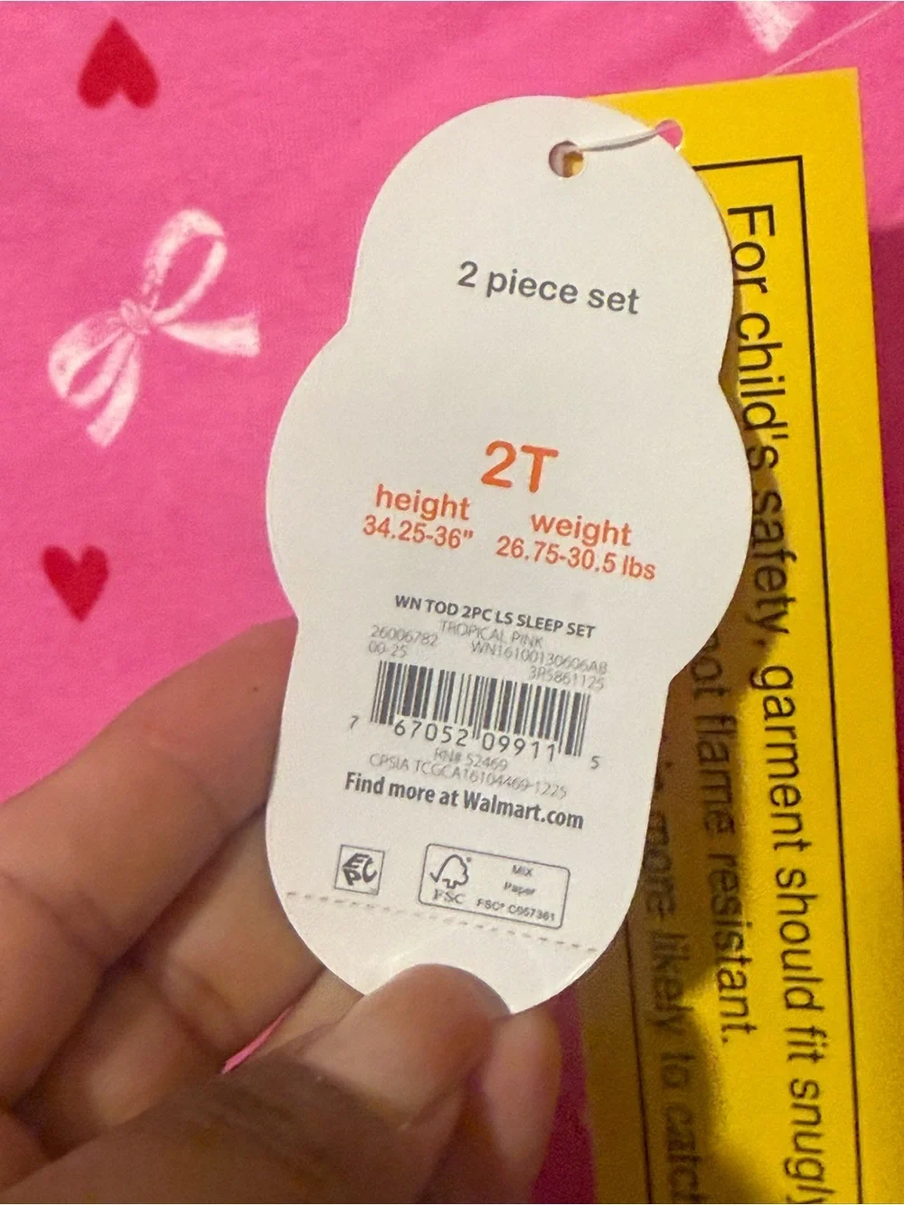 wonder nation Hot Pink Bow & Red Heart Pajama Set